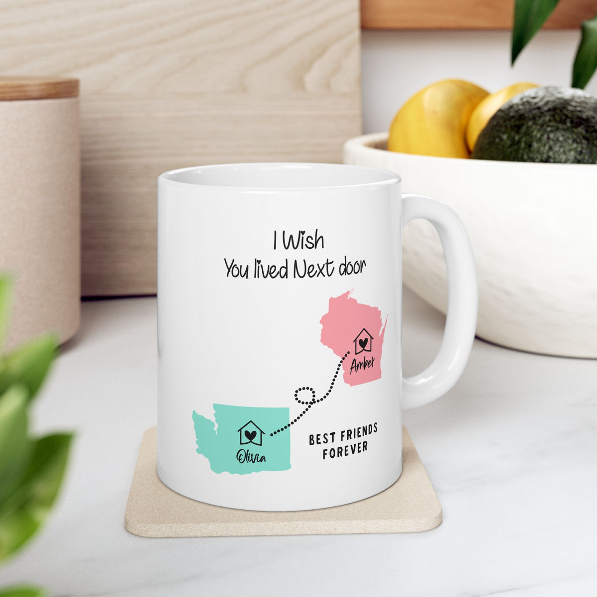 Personalized State-to-State Friendship Mug, Long Distance Gift