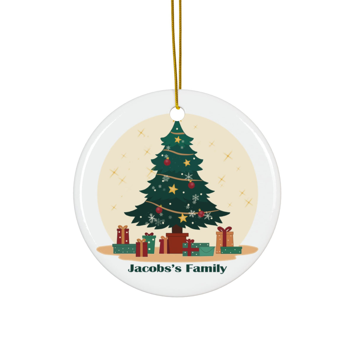 Personalized Family Name Christmas Tree Ceramic Ornament Shazia