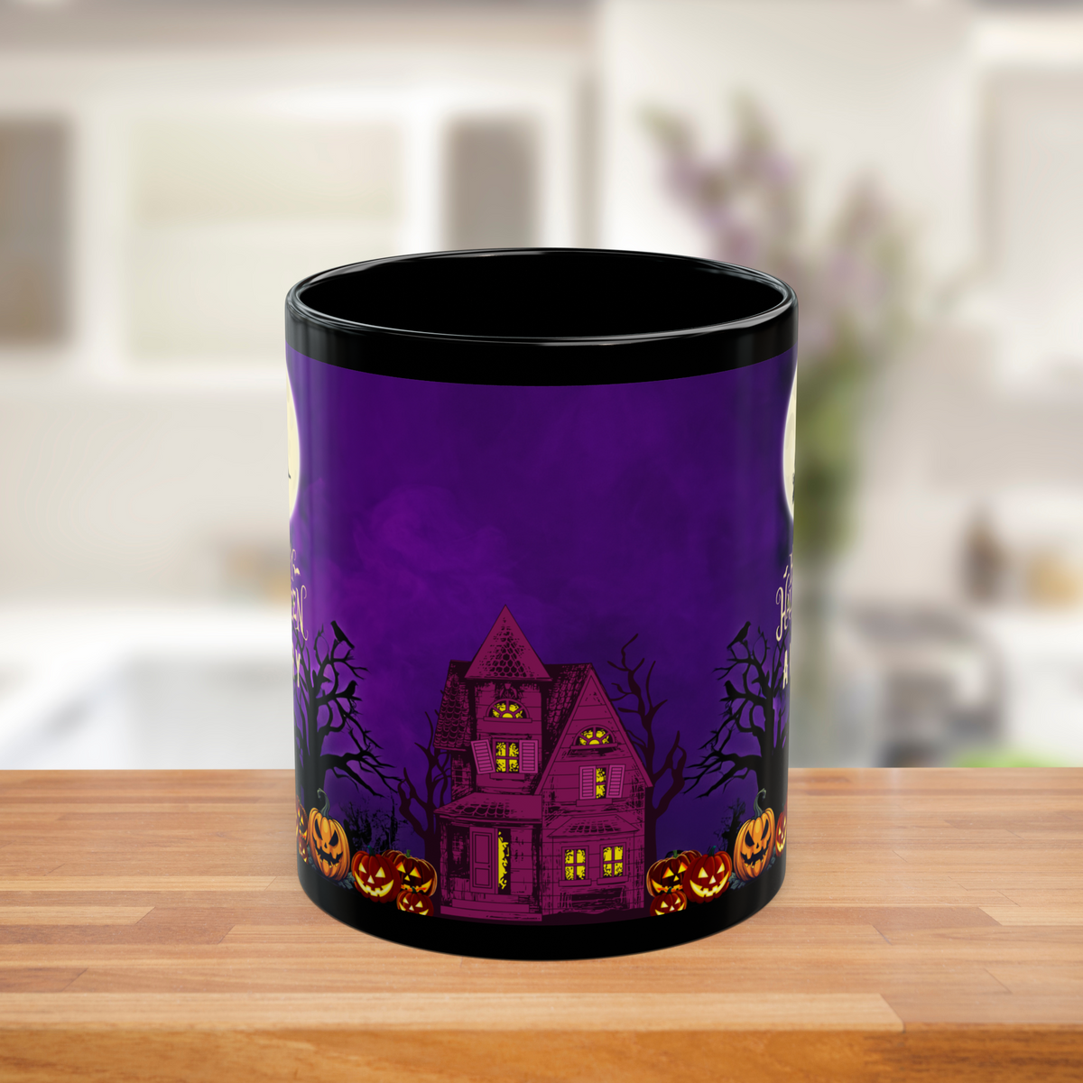 Personalized Halloween Mug – Witch House, Pumpkins, Gothic Horror