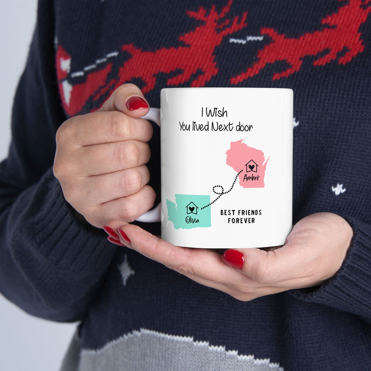 Personalized State-to-State Friendship Mug, Long Distance Gift